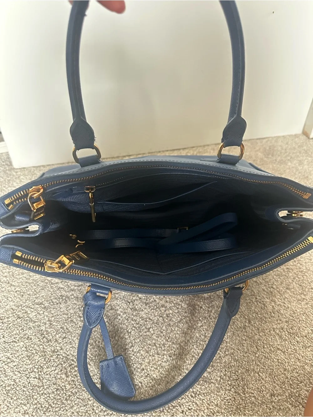 Prada Double Zip Lux Tote Saffiano Leather Medium